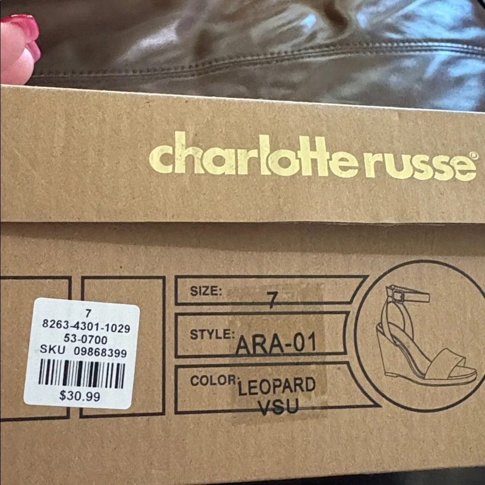 Charlotte Russe leopard espadrille sandal wedge heel Size 7
